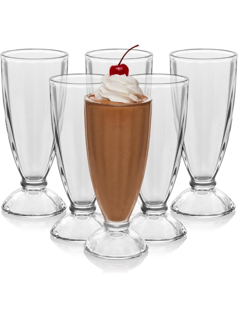 Set of 6 Classic Milkshake Glasses - Vintage Rootbeer Float & Sundae Cups